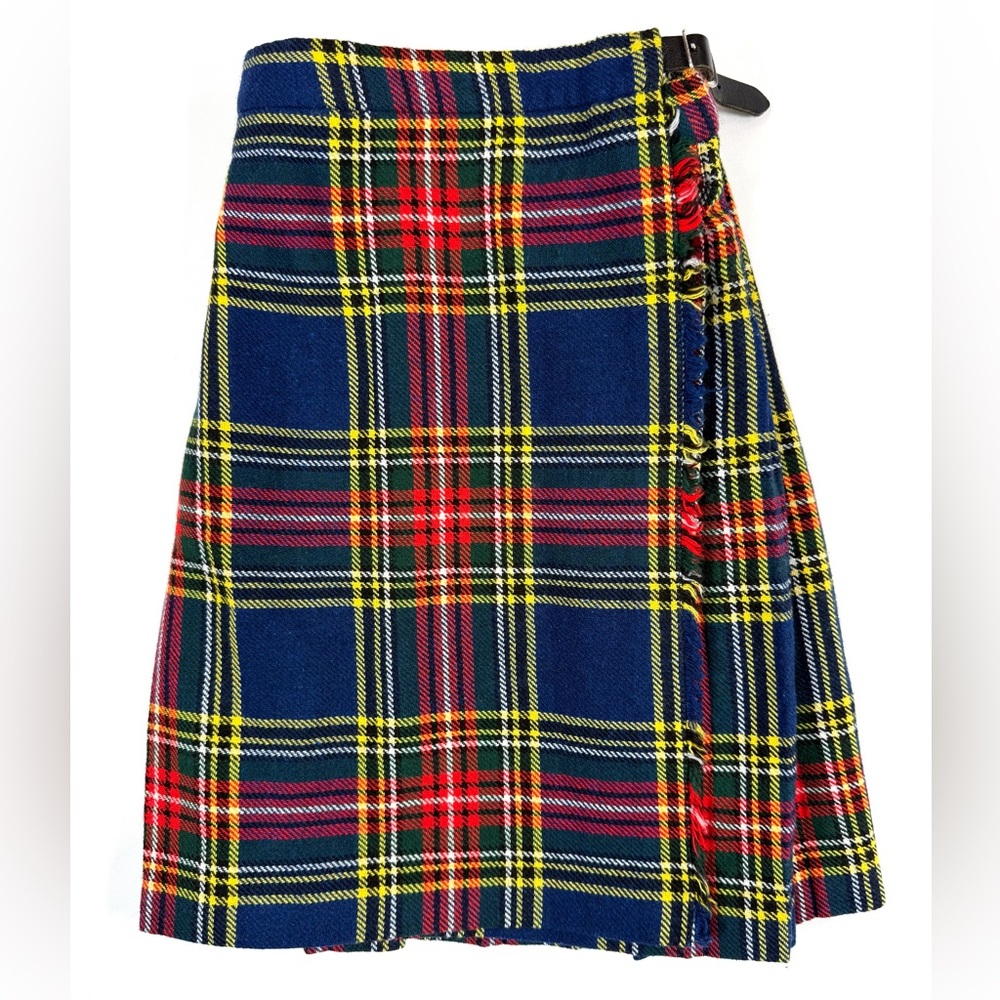 VINTAGE FIONA MCDONALD Girls Scottish Tartan Kilt Skirt 6 Heritage Wrap Wool